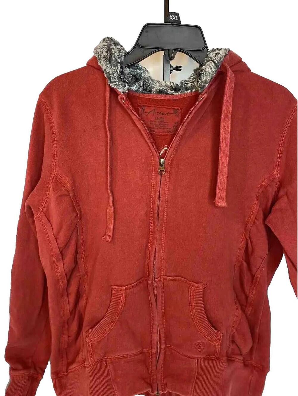 Ariat Full Zipper Fleece Jacket W/hood, Girls Juniors Size Large